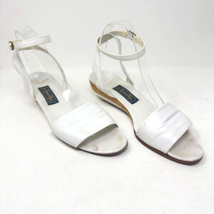Vintage Amalfi White Vicki Ankle Strap Wedge Sandal 10N
